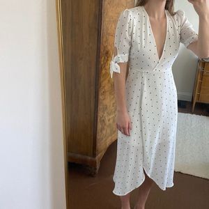 White Polka Dot Wrap Dress